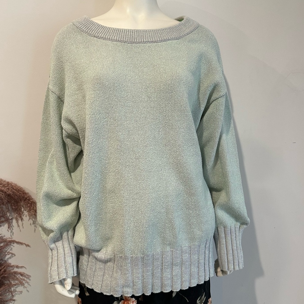 Free People Street Fair Tunic Sweater – Lime/Grey Combo – XS